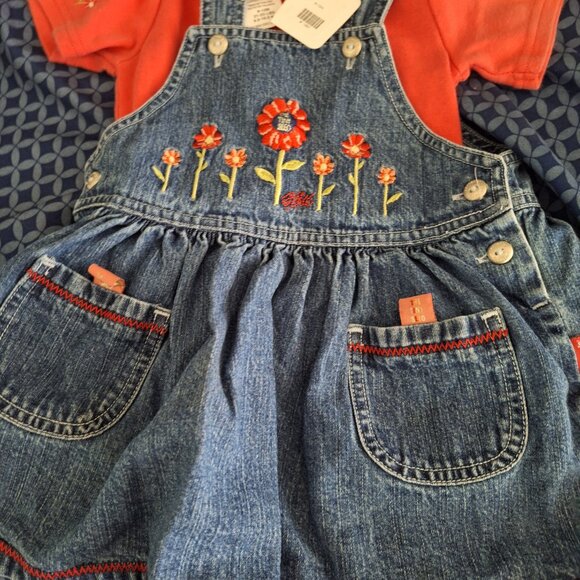 tiny seed denim dress with pink onesie carters 9-12 months - Picture 3 of 8